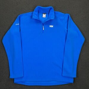 Helly Hansen Fleece Pullover Mens XL Blue 1/4 Zip Outside TV Logo Hiking